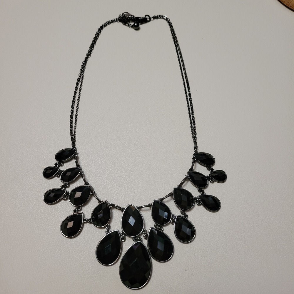 Joan Rivers Classics Collection Faux Jet Black Necklace Chunky Gothic‎ Victorian